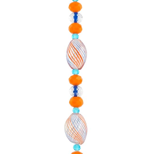 Orange Lampwork Glass Stripe Oval Beads by Bead Landing&#x2122;